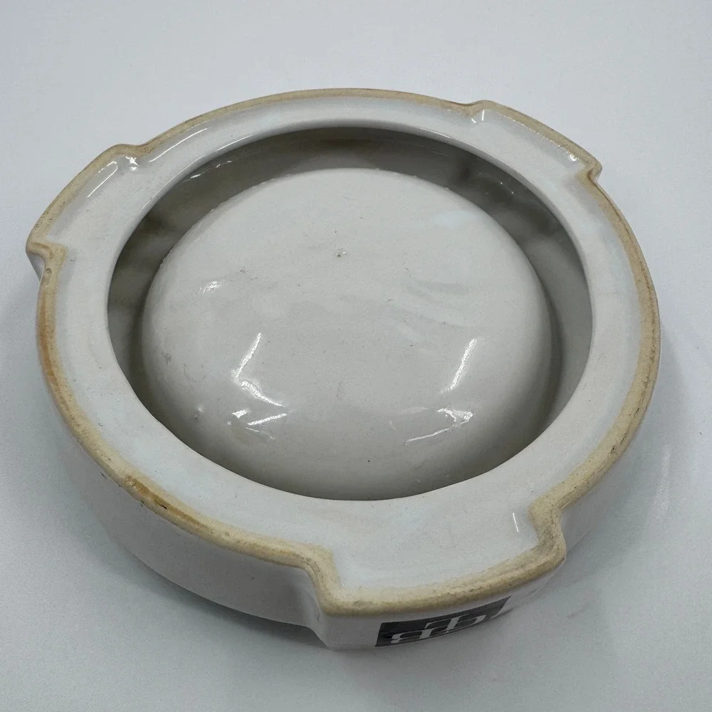 Vintage Gewerbebank Bank Fur Alle Ceramic Ashtray‎ White Green Collectible